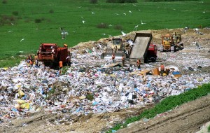Waste is being dumped through landfill method.